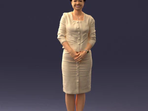 ベージュのスーツを着た女の子0493 3Dモデル