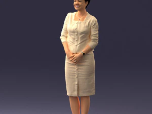girl in beige suit 0493 3D Model