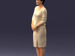 girl in beige suit 0493 3D Model