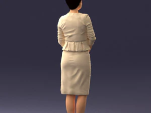 girl in beige suit 0493 3D Model