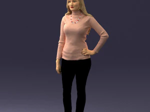 blonde in coffee sweater 0484 3D Model