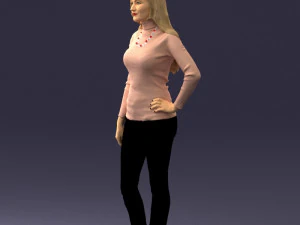 blonde in coffee sweater 0484 3D Model