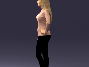 blonde in coffee sweater 0484 3D Model