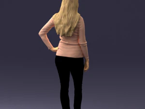 blonde in coffee sweater 0484 3D Model