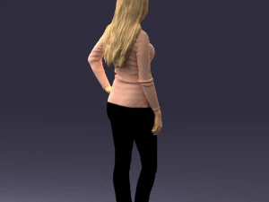 blonde in coffee sweater 0484 3D Model