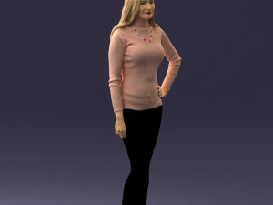 blonde in coffee sweater 0484 3D Model