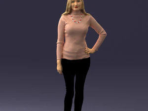 blonde in coffee sweater 0484 3D Model