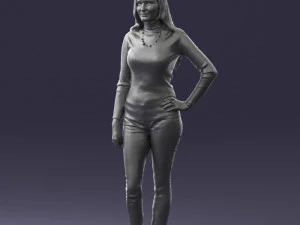 blonde in coffee sweater 0484 3D Model