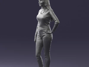 blonde in coffee sweater 0484 3D Model