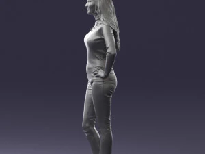 blonde in coffee sweater 0484 3D Model