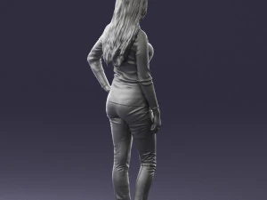 blonde in coffee sweater 0484 3D Model