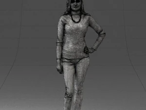 blonde in coffee sweater 0484 3D Model