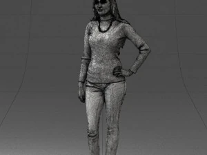 blonde in coffee sweater 0484 3D Model