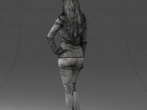 blonde in coffee sweater 0484 3D Model