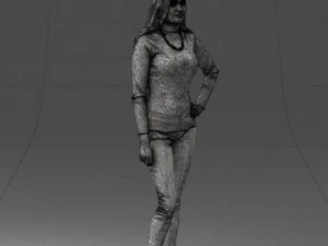 blonde in coffee sweater 0484 3D Model