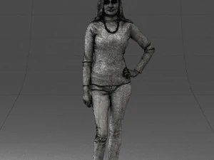 blonde in coffee sweater 0484 3D Model