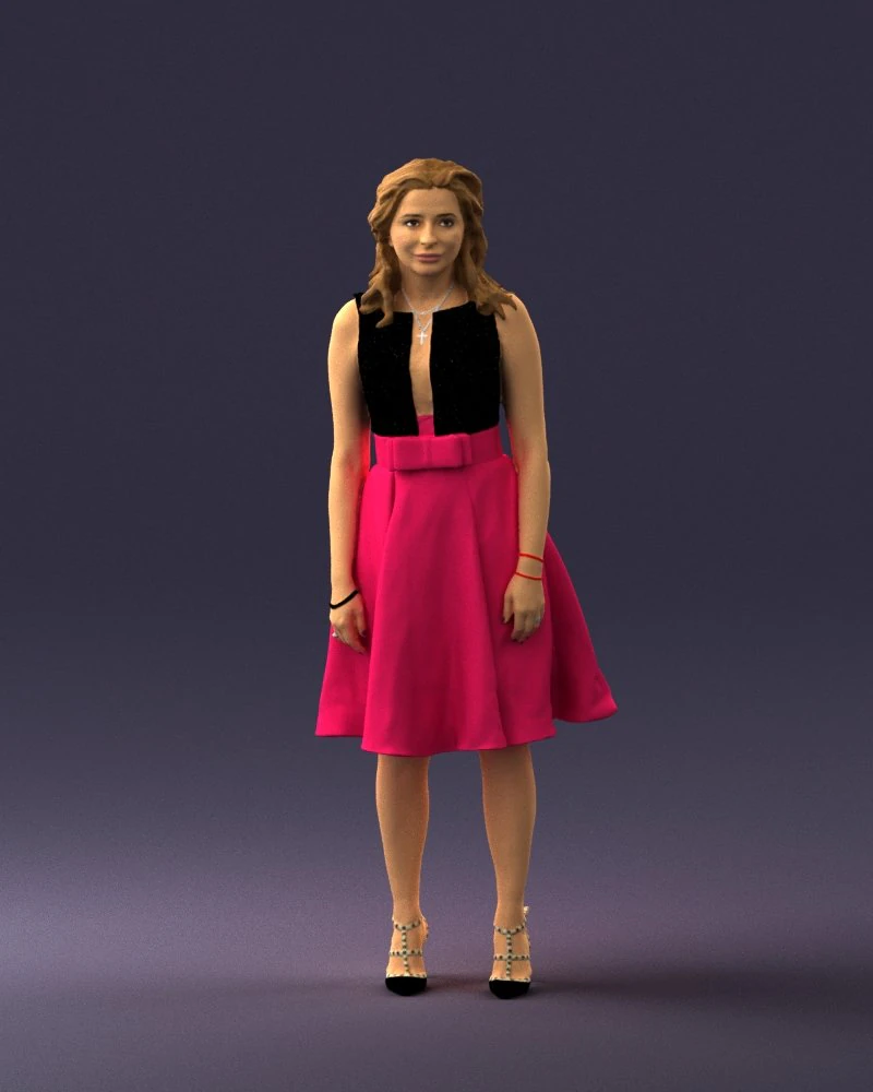 woman in crimson skirt 0483 3d print ready 3D Print Model .c4d .max .obj .3ds .fbx .stl .blend 