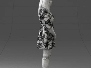 girl in colorful dress 0482 3D Model