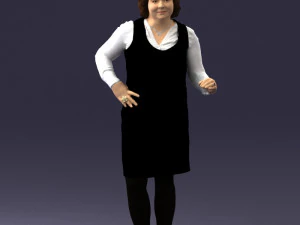 짧은 검은 드레스를 입은 소녀 0480 3D 인쇄 준비 3D 프린트 모델