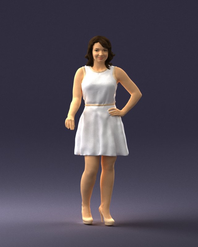 girl in white dress 0478 Model 3D .c4d .max .obj .3ds .fbx .stl .blend 