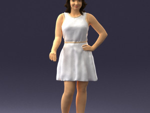 girl in white dress 0478 Model 3D