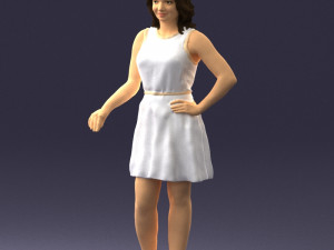 girl in white dress 0478 Model 3D