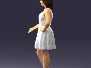 girl in white dress 0478 Model 3D