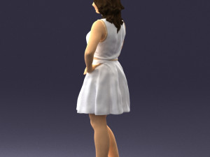 girl in white dress 0478 Model 3D