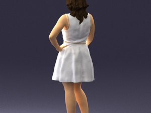 girl in white dress 0478 Model 3D