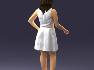 girl in white dress 0478 Model 3D