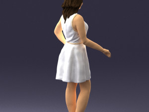 girl in white dress 0478 Model 3D