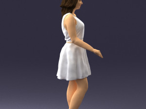 girl in white dress 0478 Model 3D