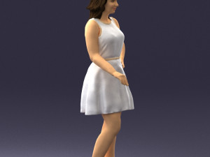 girl in white dress 0478 Model 3D