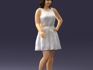girl in white dress 0478 Model 3D