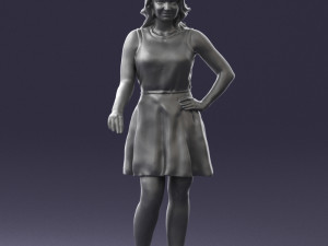 girl in white dress 0478 Model 3D
