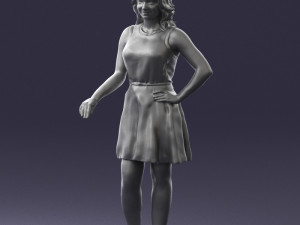 girl in white dress 0478 Model 3D
