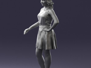 girl in white dress 0478 Model 3D