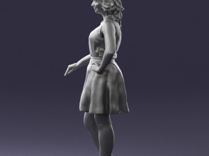 girl in white dress 0478 Model 3D