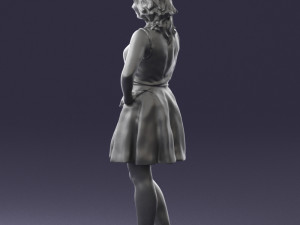 girl in white dress 0478 Model 3D