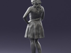 girl in white dress 0478 Model 3D