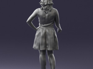 girl in white dress 0478 Model 3D