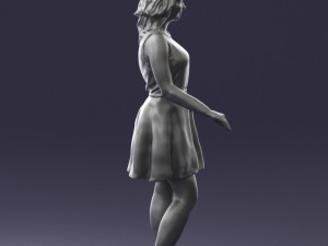 girl in white dress 0478 Model 3D