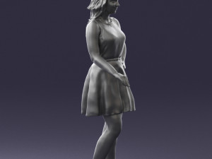 girl in white dress 0478 Model 3D