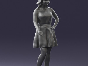 girl in white dress 0478 Model 3D