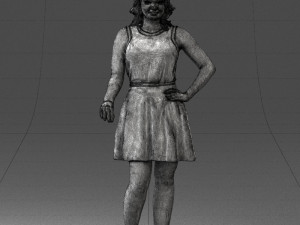 girl in white dress 0478 Model 3D
