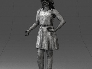 girl in white dress 0478 Model 3D