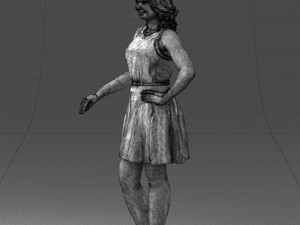 girl in white dress 0478 Model 3D