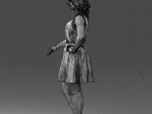 girl in white dress 0478 Model 3D