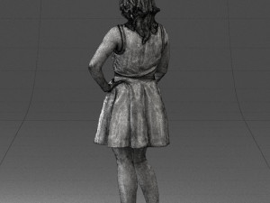 girl in white dress 0478 Model 3D