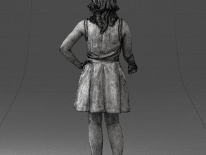 girl in white dress 0478 Model 3D